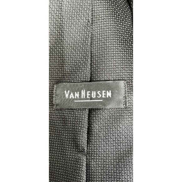 Vintage Men’s Van Heusen Tie Handmade All 100% Silk Solid Black Textured Tie Han - Picture 4 of 8